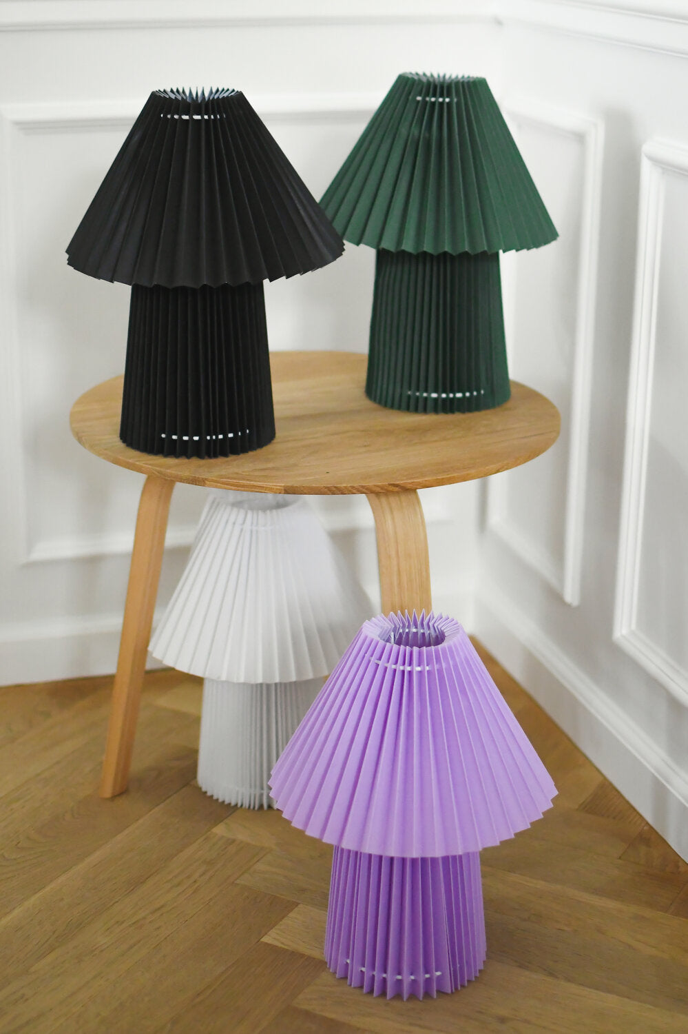 Fold plisseret bordlampe, grøn - H31cm